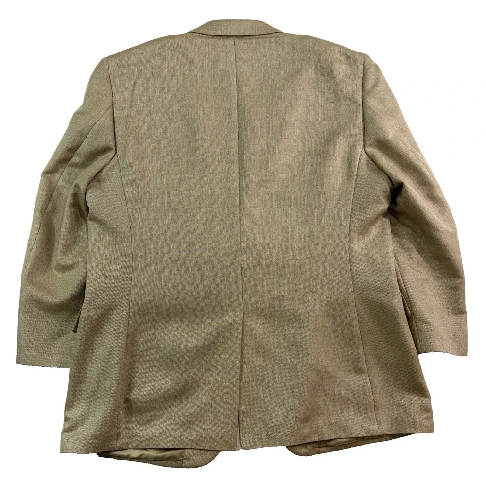 Jos A Bank 50R tan herringbone silk camel hair blazer jacket sport‎ suit coat